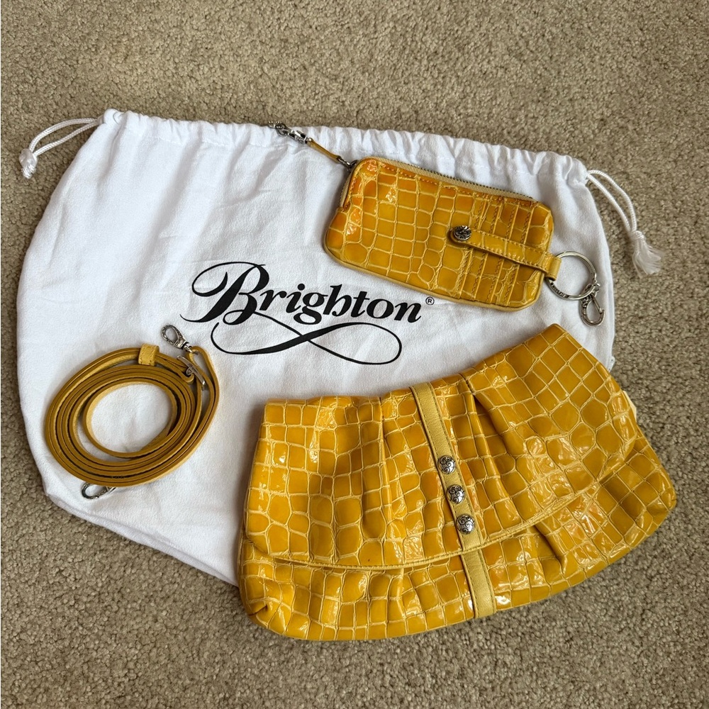 Brighton Sunburst Yellow Croc-Embossed Bag Set